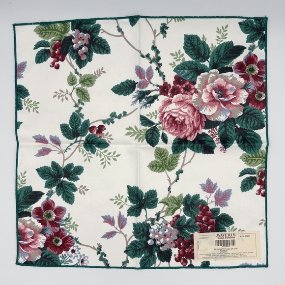 Vintage Waverly Pleasant Valley Colonial Cloth Napkins Set Of 4 Floral NEW NOS - Picture 3 of 4